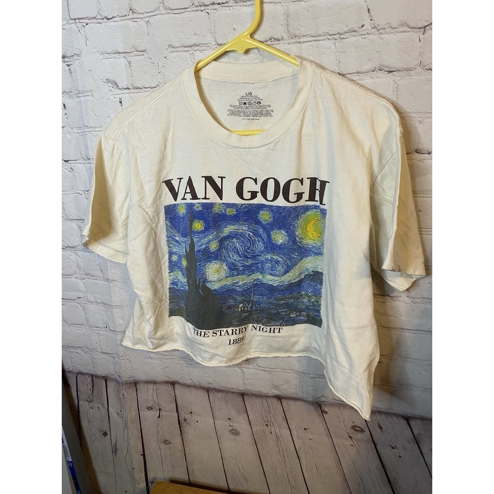 Vincent VAN Gogh STARRY NIGHT GRAPHIC TEE WOMENS TSHIRT COMFY  Cropped